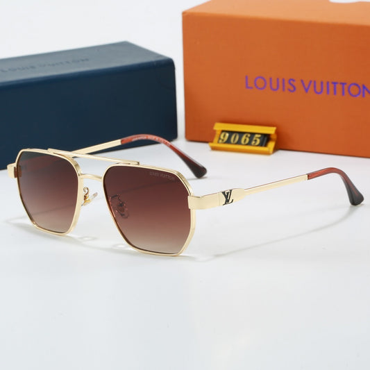 Metal Double Bridge Polygonal Sunglasses with Metal Logo 9065