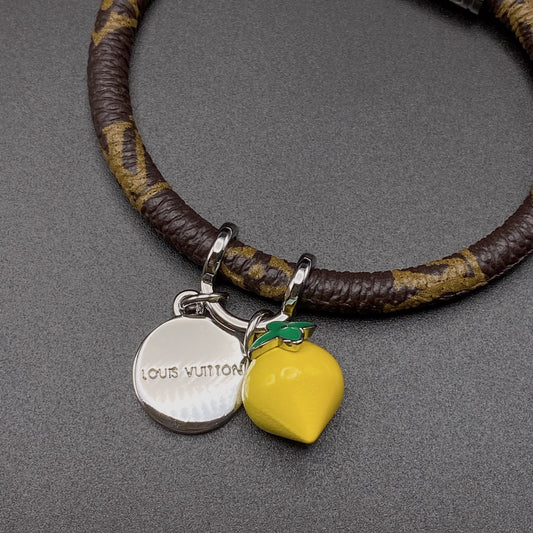 Monogram Print Leather Lemon Bracelet