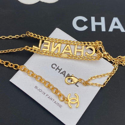 Double Layer Diamond Letter Cookie Necklace