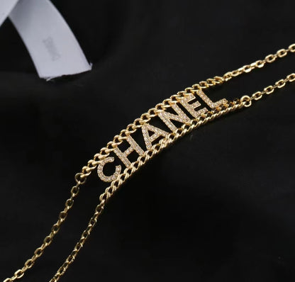 Double Layer Diamond Letter Cookie Necklace