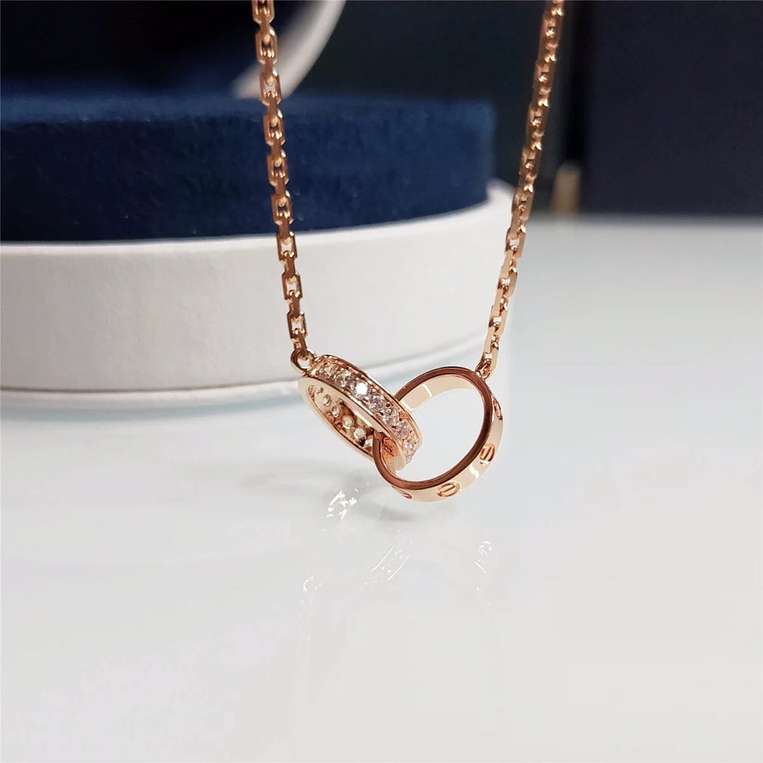Diamond Double Ring Necklace