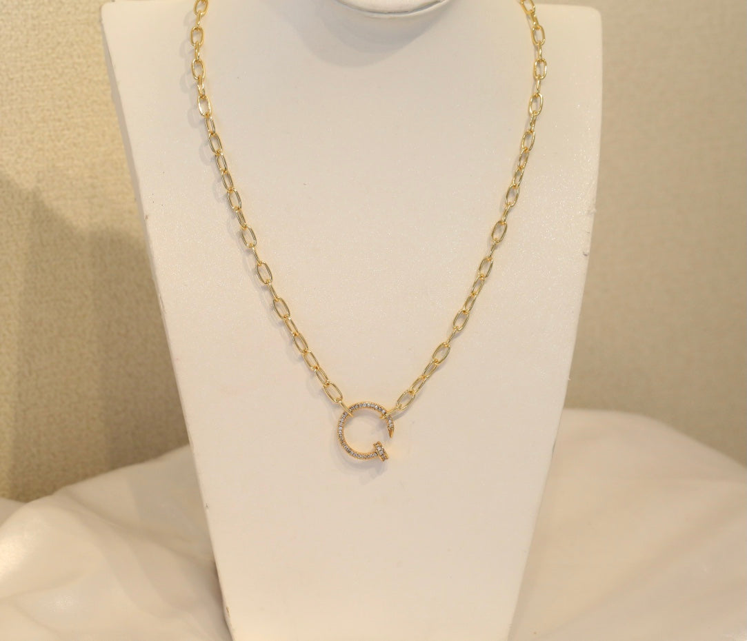 Nail Rhinestone Necklace