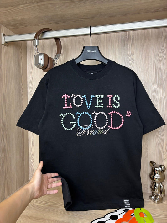 Rainbow pearl embroidery t-shirt