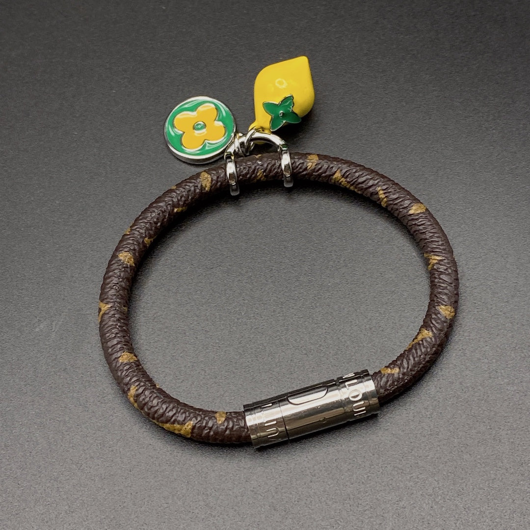 Monogram Print Leather Lemon Bracelet