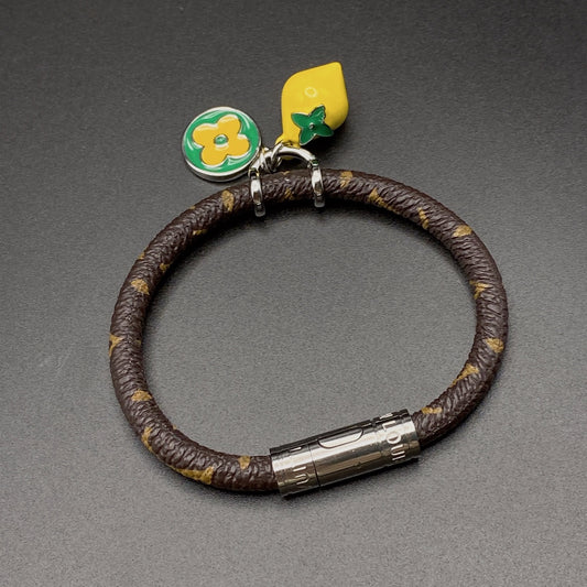 Monogram Print Leather Lemon Bracelet
