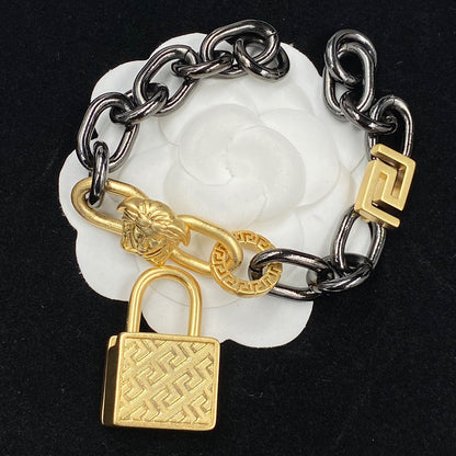 Lock Pendant Colorblock Bracelet
