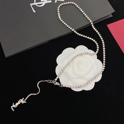 Crystal Diamond Long Pendant Necklace
