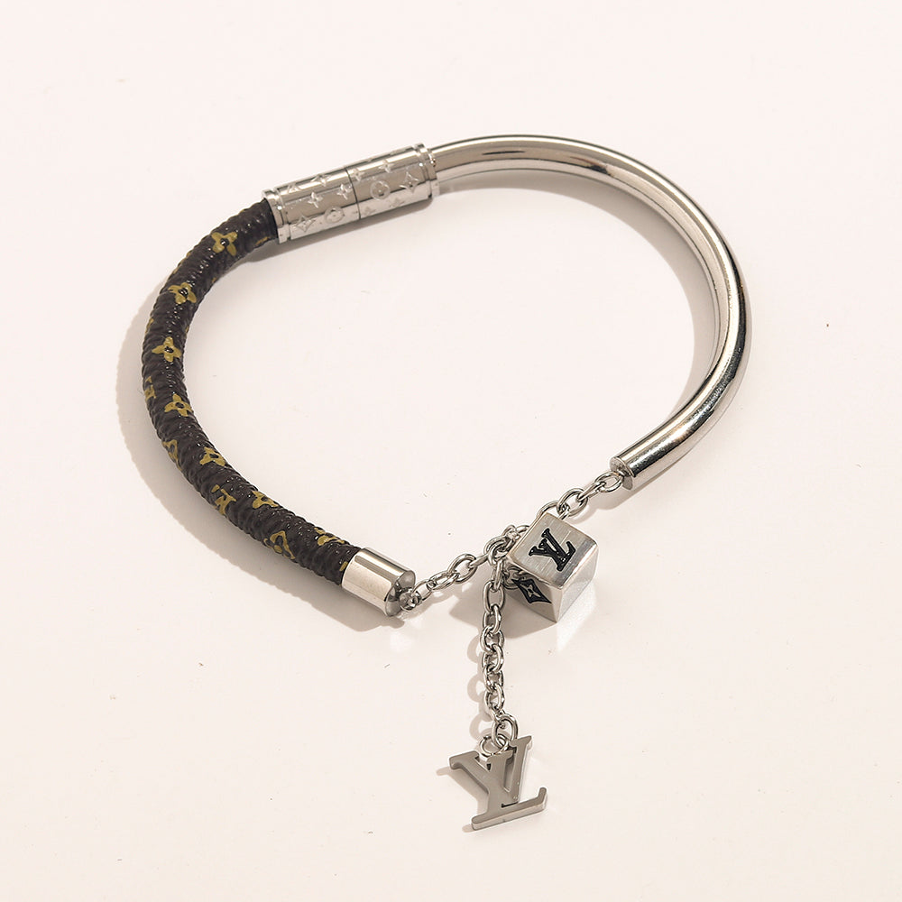 Classic Leather Patchwork Magnetic Bracelet