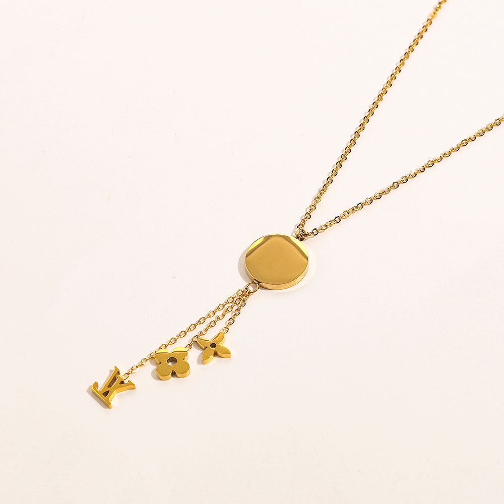 Monogram Disc Logo Necklace