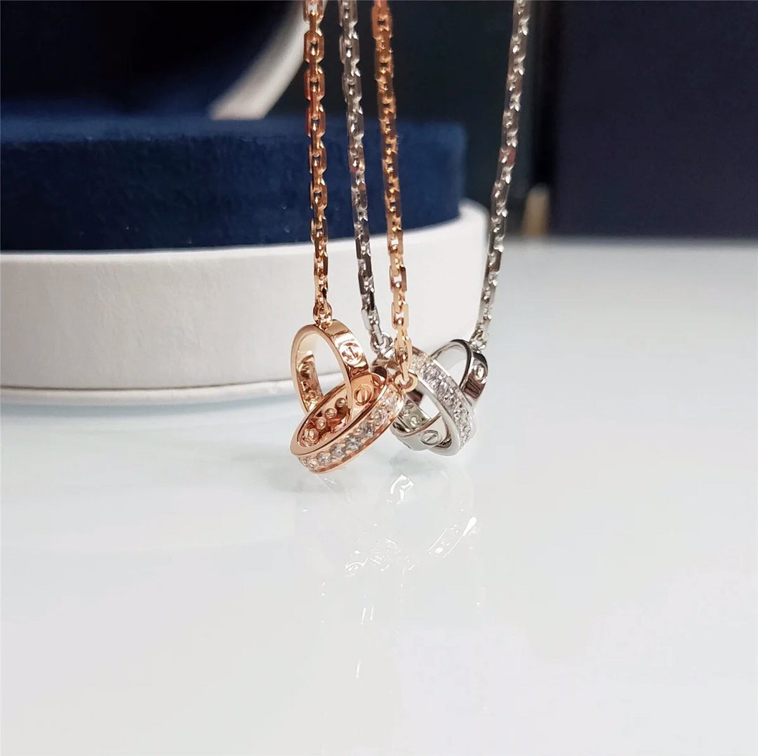 Diamond Double Ring Necklace