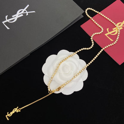 Crystal Diamond Long Pendant Necklace