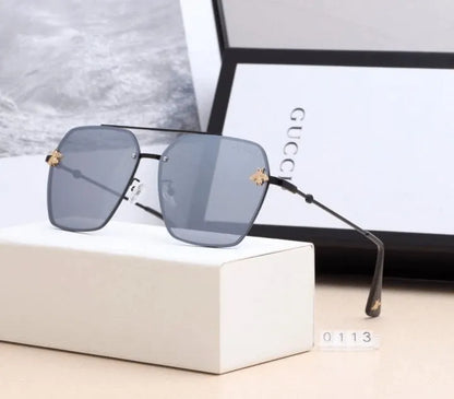 Bee Double Bridge Hexagonal Sunglasses