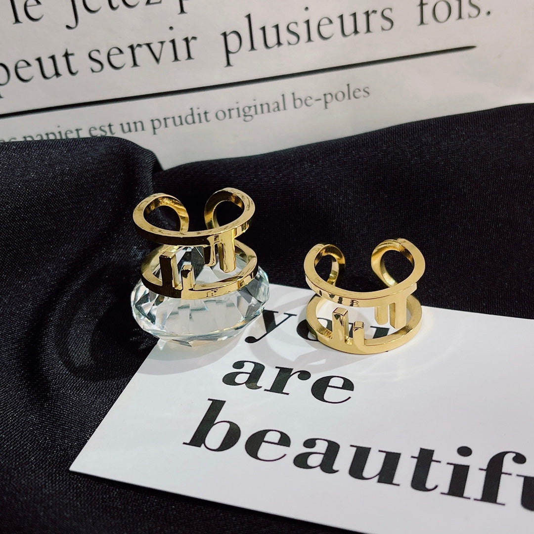 Double F Letter Ring