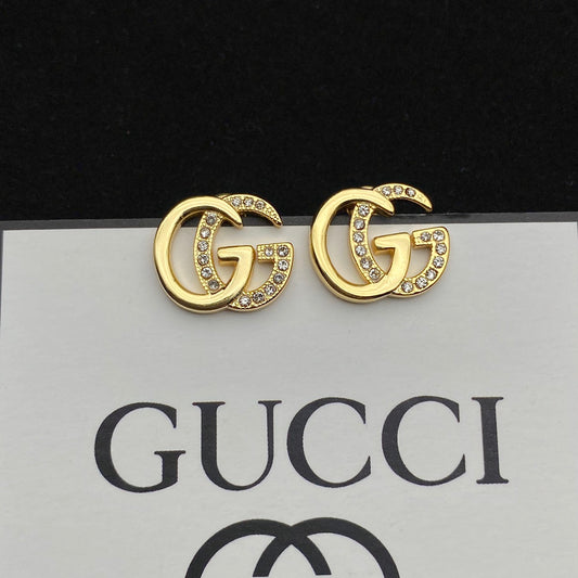 Vintage Double G Diamond Stud Earrings